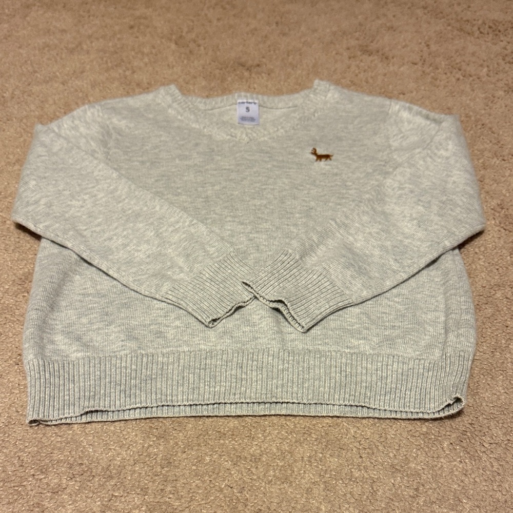 Boys Gray Sweater with Reindeer Logo